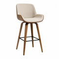 Sgabello da bar in tessuto beige e legno