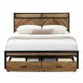 Letto matrimoniale in legno e metallo con cassetti 200x160 cm
