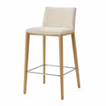 Sgabello da Bar in Legno e Tessuto Beige
