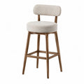 Sgabello da Bar in Legno e Tessuto Poliestere Beige