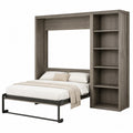 Letto a scomparsa matrimoniale in legno con libreria