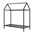Letto a casetta in metallo nero con struttura 200x90x180 cm