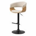 Sgabello da bar in legno e metallo con seduta regolabile beige