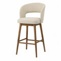 Sgabello in Legno e Tessuto Poliestere Beige